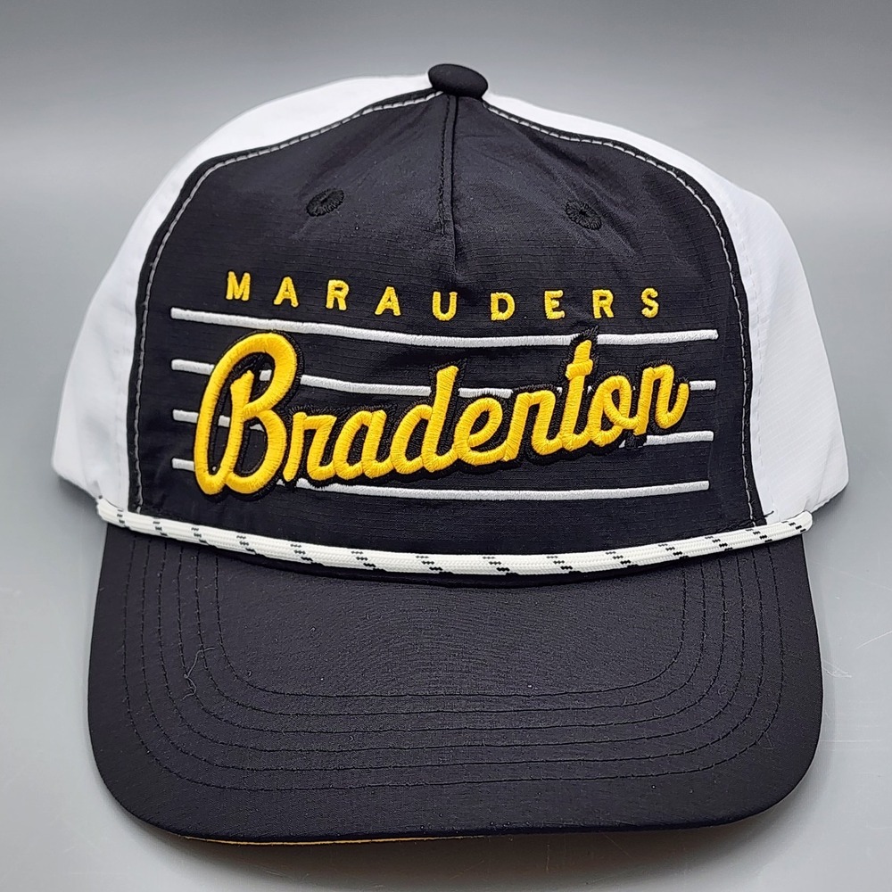 MiLB Bradenton Marauders Rope‎ Golf Hat Cap Black White Classic Snapback Script